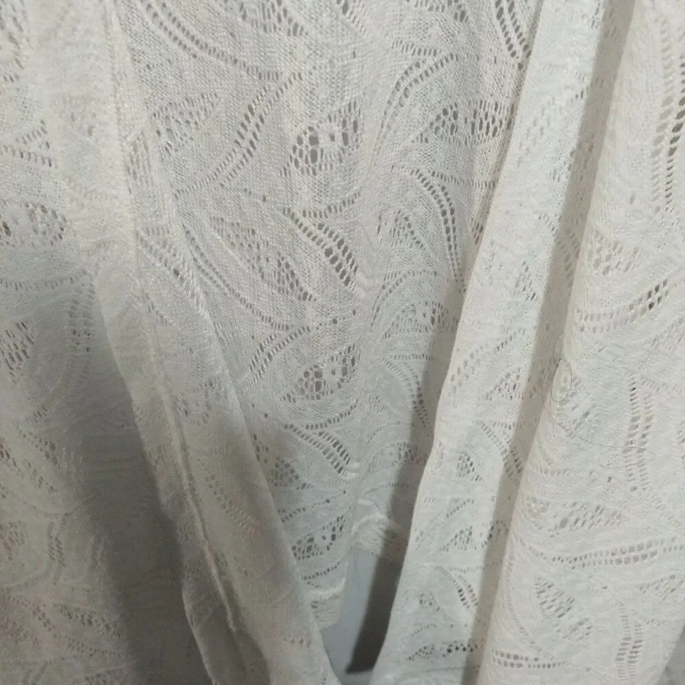 Cactus Size S Crochet White Cardigan With Lace. - Picture 5 of 12
